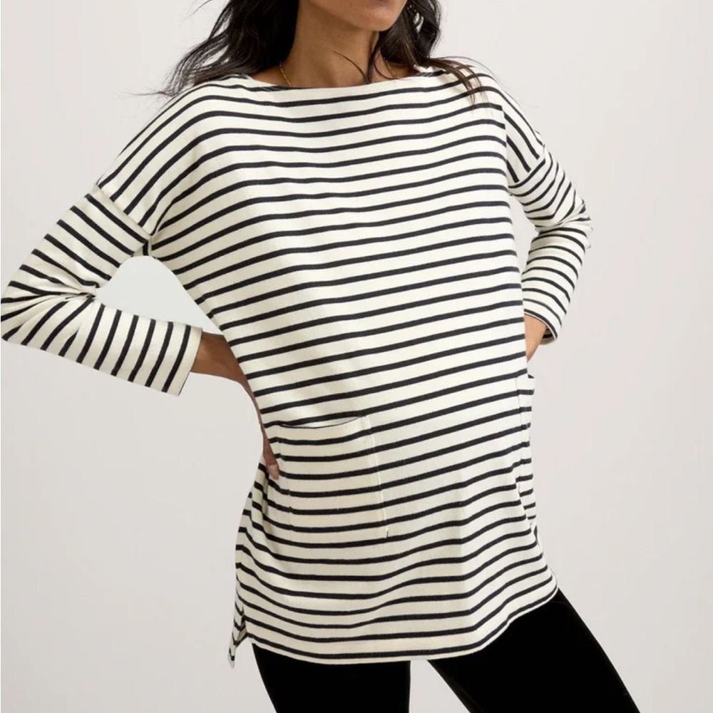 HATCH, The Bateau Top, Color: BLACK / IVORY STRIPE / Size 1